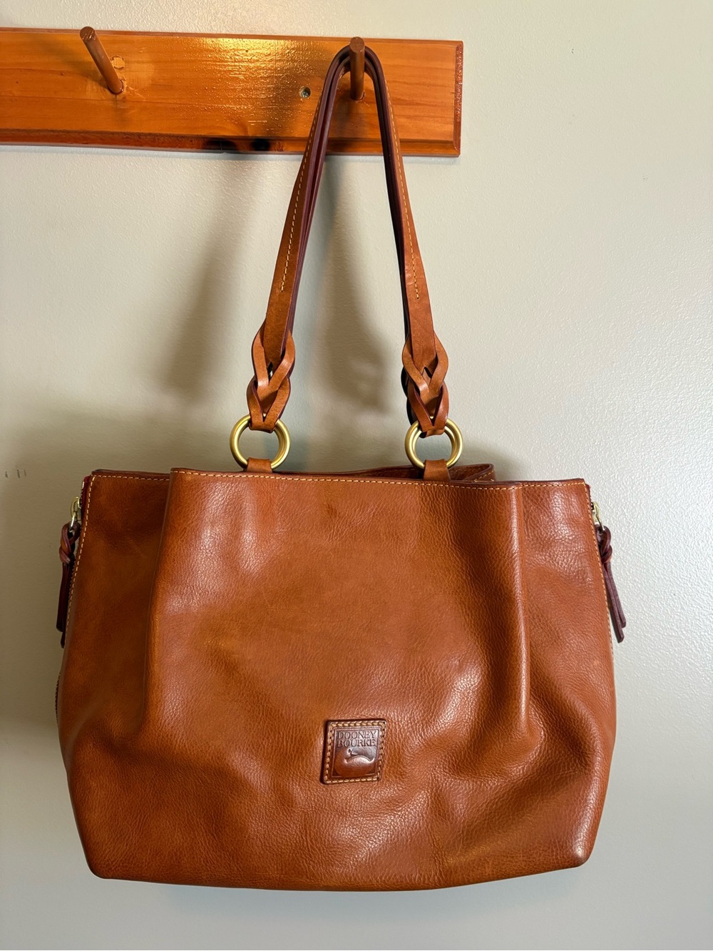Dooney & Bourke Natural Brown Florentine Leather Large Barlow Handbag